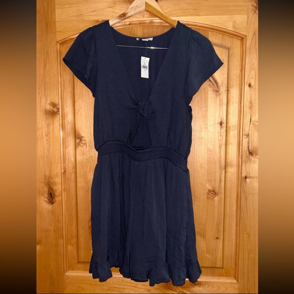 AE Tie front navy blue romper size M